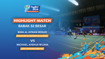Highlight Match Day 2 - Bima Al Ayman Modjo (Modjo Art Of Badminton, Sleman) VS Michael Joshua Wijaya (Gesit Sempurna Menang)